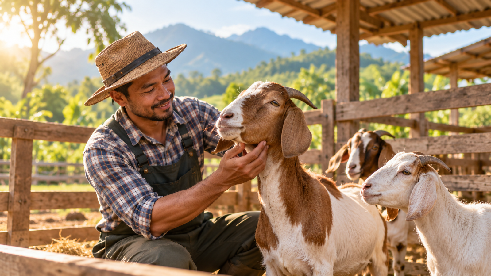 Penternak memeriksa kambing