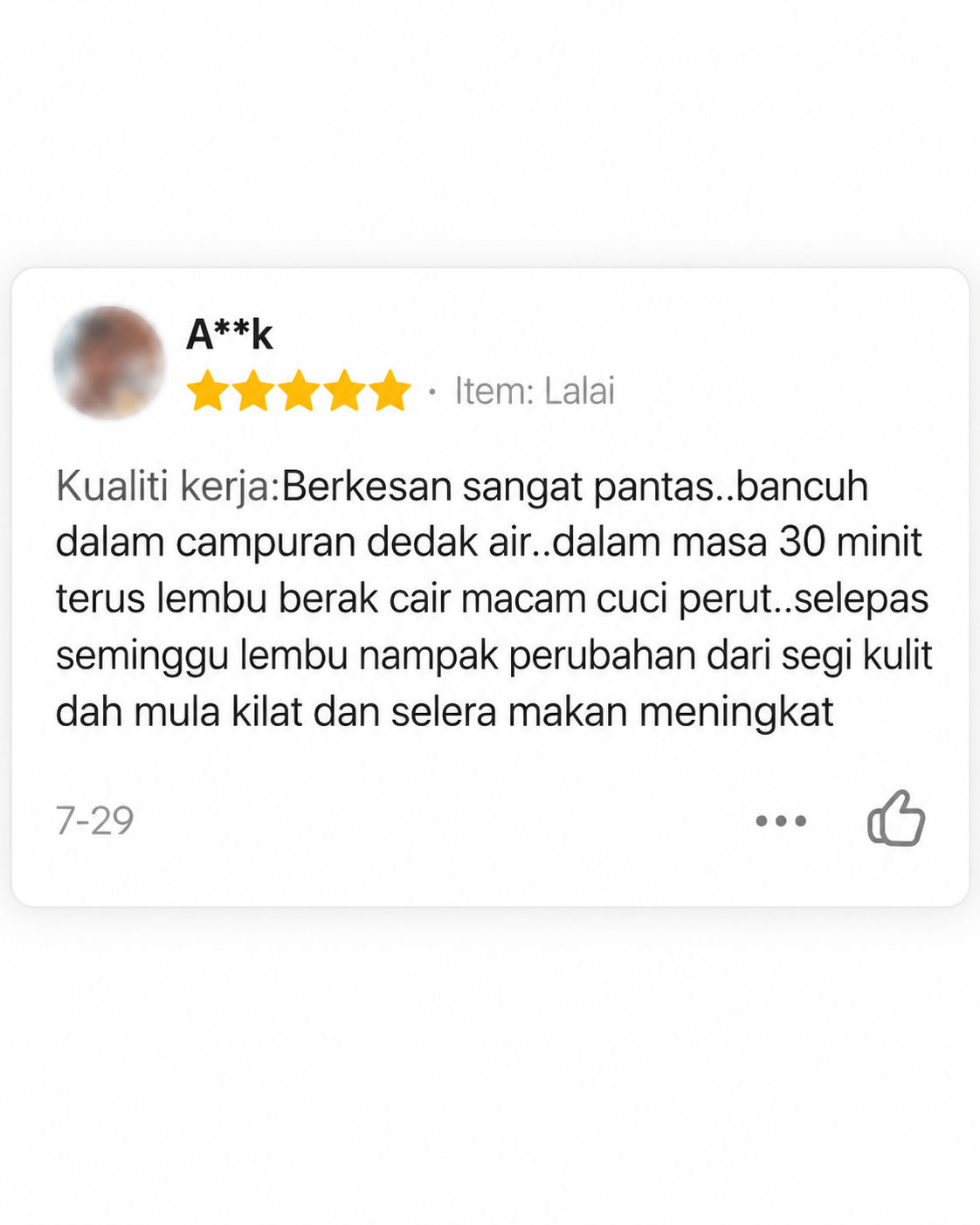 Testimoni pengguna LORAVET Deworm Mix